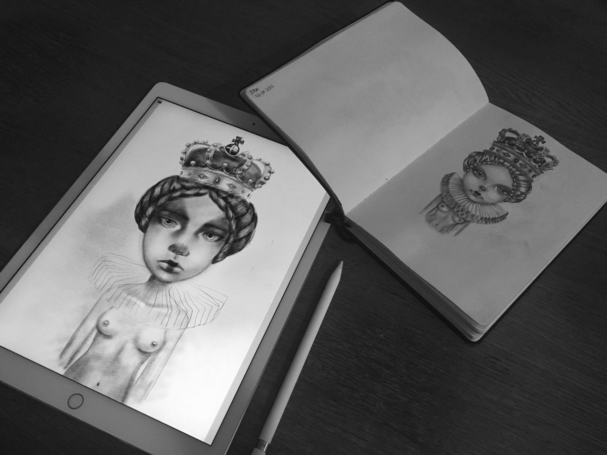 Ava concept sketches on iPad Pro