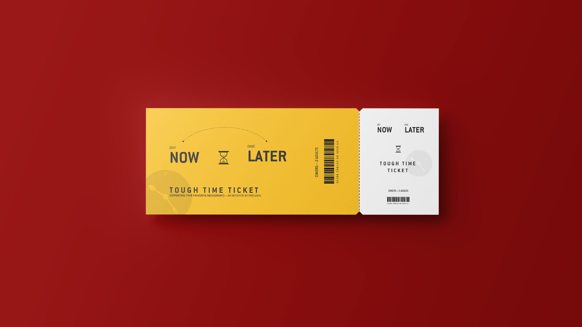 Tough Time Tickets logo and brand identity — yellow and white ticket design
